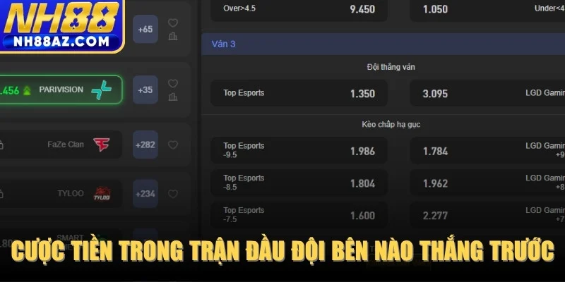 Cược tiền trong trận đầu đội bên nào thắng trước 